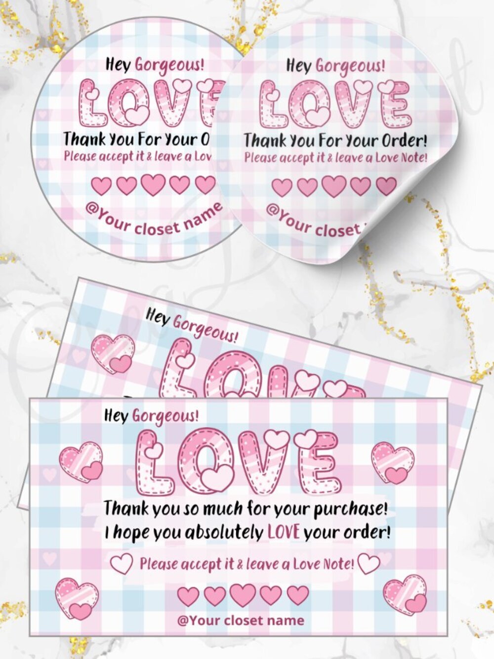 120 Pack Love Cute  Personalized Thank You Cards & Stickers